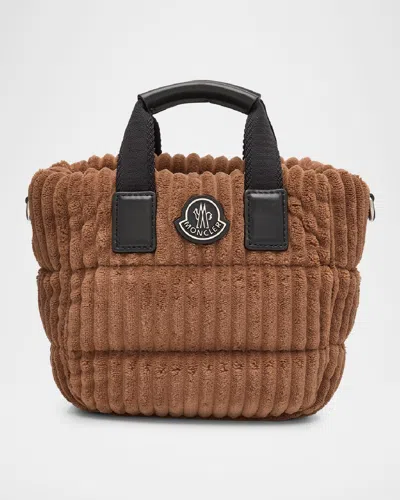 Moncler Caradoc Mini Corduroy Tote Bag In Brown