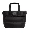 Moncler Puffy Black Tote Bag With Top Zip And Dual Handles In Black