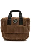 Moncler Caradoc Mini Quilted Corduroy Top Handle Bag In Brown