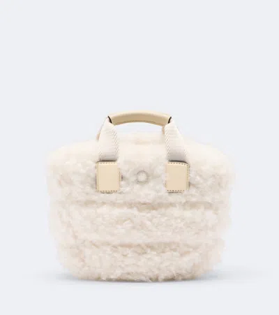 Moncler Caradoc Mini Teddy Top-handle Bag In White