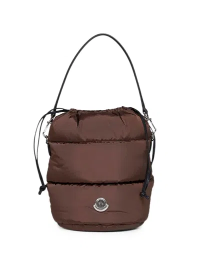 Moncler Caradoc Nylon Bucket Bag In Brown