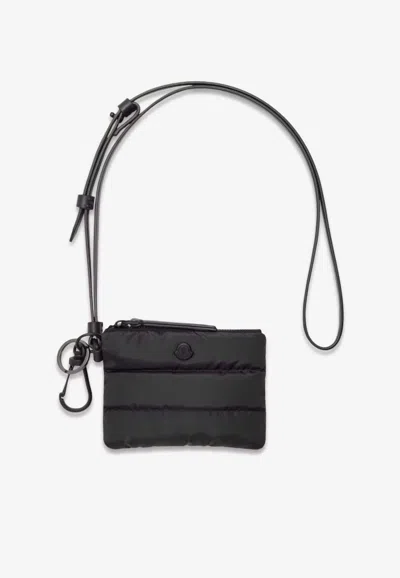 Moncler Caradoc Padded Cardholder With Strap In Black