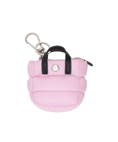 Moncler Caradoc Quilted Keyring In Pink