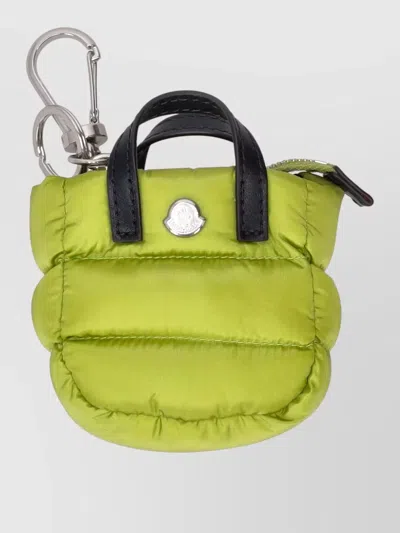 Moncler Caradoc Quilted Keyring Wallet Dual Handles In Green