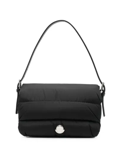 Moncler Caradoc Quilted Leather-trim Shoulder Bag In Black