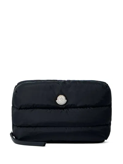 Moncler Caradoc Quilted Logo-plaque Beauty Pouch In Black