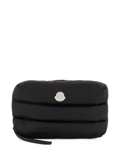 Moncler Beauty Quilted Case Caradoc Mini Wash Bag In Brown