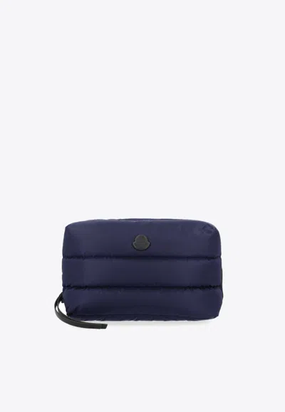 Moncler Caradoc Quilted Pouch Bag In Blue