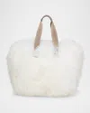 Moncler Caradoc Shearling Tote Bag In White