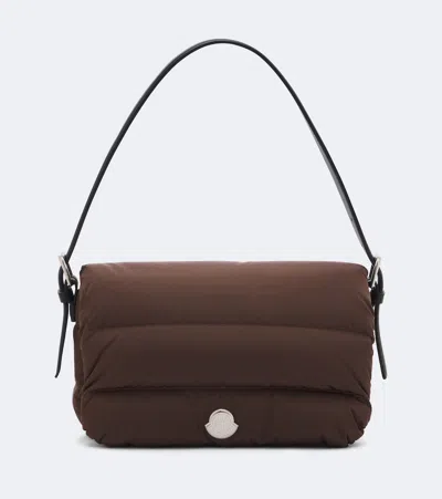 Moncler Caradoc Small Padded Shoulder Bag In Brown
