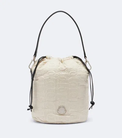 Moncler Caradoc Small Quilted Bucket Bag In White