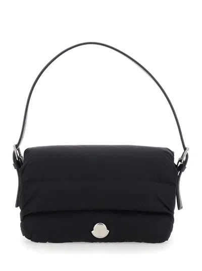Moncler Caradoc Tech Fabric Padded Quilted Handbag With Logo, Magnetic Closure, Top Handle In Black