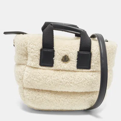 Pre-owned Moncler Caradoc Teddy Micro Black/off White Leather And Shearling Tote