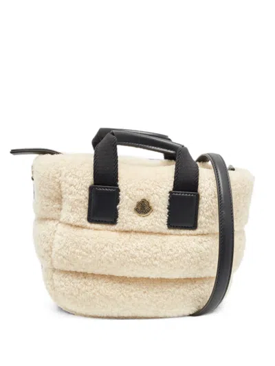 Pre-owned Moncler Caradoc Teddy Tote Bag In Neutral