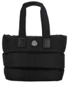 Moncler Caradoc Padded Nylon Shoulder Bag With Logo Patch In Black