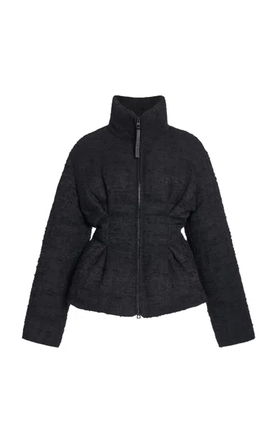 Moncler Caraline Tweed Puffer Jacket In Black