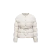 Moncler Belted Leather-trimmed Down Jacket In White
