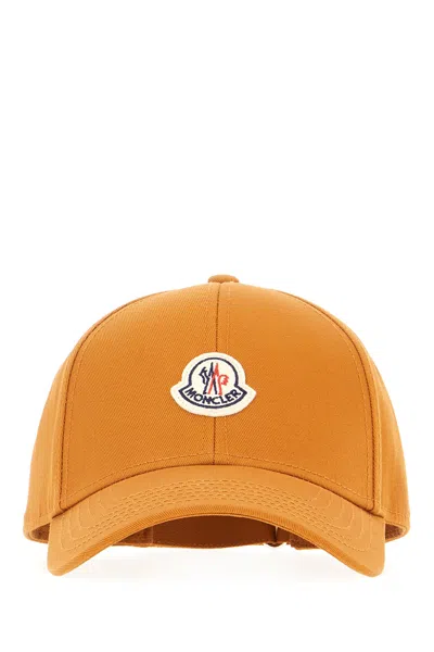 Moncler Caramel Cotton Baseball Cap In Brown