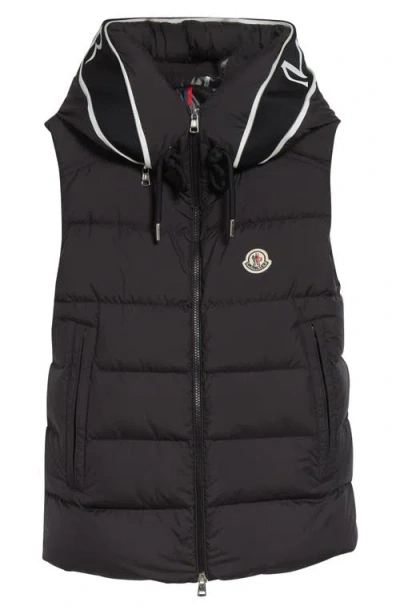 Moncler Cardamine Down Hooded Vest In Black