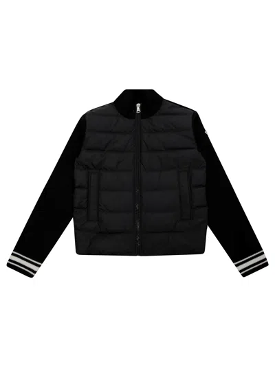 Moncler Cardigan Bimateriale In Black