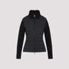 Moncler Two-material Cardigan With Goose Down Padding And High Neck In Black