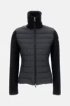 Moncler Two-material Cardigan With Goose Down Padding And High Neck In Black