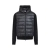 Moncler Padded Wool Zip-up Hoodie Clothing In Blue