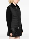 Moncler Two-material Cardigan With Goose Down Padding And High Neck In Black