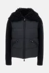 Moncler Down Jacket With Wool Inserts In Black