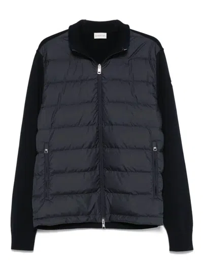 Moncler Padded Zip-up Cotton Cardigan Clothing In Blue