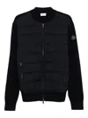 Moncler Men Padded Wool Cardigan With Zip In Blue