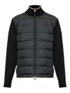 Moncler Cotton Cardigan Quilted Tricolor Collar In Black
