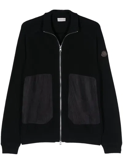 Moncler Cardigan Con Zip In Blue