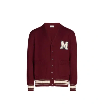 Moncler Cardigan En Laine In Burgundy