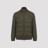 Moncler Quilted Front Cardigan With Ribbed Collar And Cuffs In Green