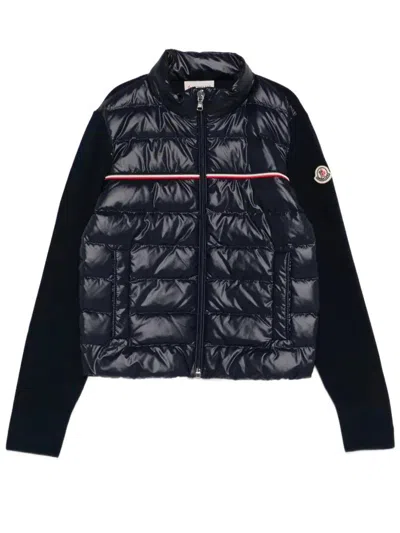Moncler Kids' Zip-up Padded Cardigan In Blue