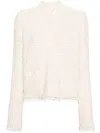 Moncler Cotton Padded Cardigan In Bianco