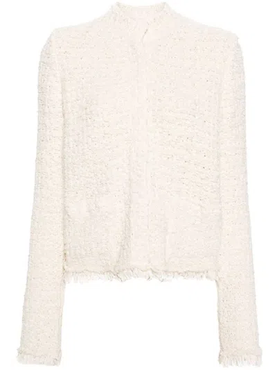 Moncler Cotton Padded Cardigan In Bianco