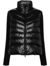 Moncler Puffer Wool Cardigan With High Collar In Black