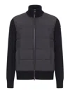 Moncler Cardigan Imbottito In Lana Con Zip In Black