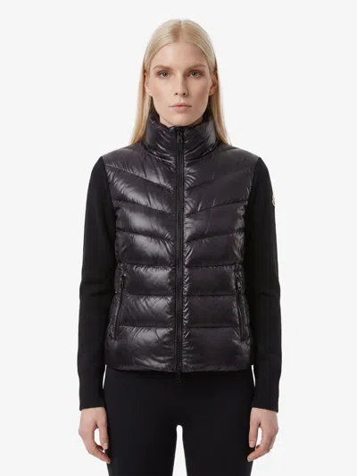 Moncler Cardigan Imbottito In Lana Con Zip In Black