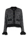 Moncler Cardigan In Mixed Wool In Black