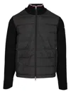 Moncler Padded Cotton Cardigan In Black