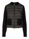 Moncler Wool And Quilted Shell Down Cardigan In Black