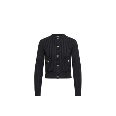 Moncler Cotton Padded Cardigan, Women, Blue, Size: S In Black