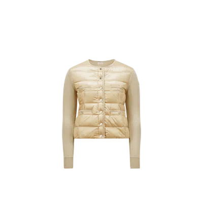 Moncler Cardigan Matelassé En Laine In Neutral