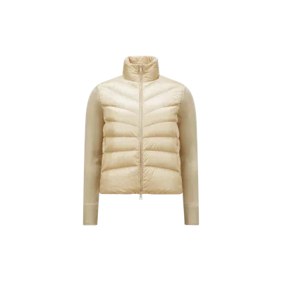 Moncler Cardigan Matelassé En Laine In Beige