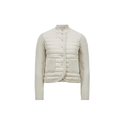Moncler Padded Wool Cardigan Beige