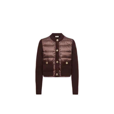Moncler Virgin Wool Down-fill Combo Cardigan In Brown