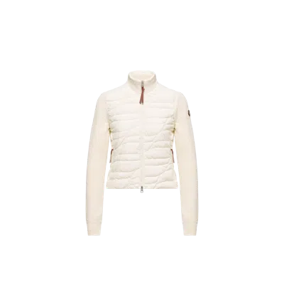 Moncler Cotton Blend Padded Zip-up Cardigan, Women, White, Size: M